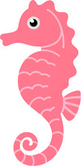 pink seahorse flat vector illustration