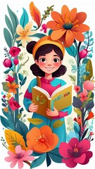 World Book Day Template Background for Social Midia Illustration