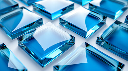 An Abstract Arrangement Of Electric Blue And Aqua Glass Blocks Evokes A Sense Of Transparency And Modernity