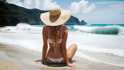 Tuinposter A girl on a tropical beach © images and videos