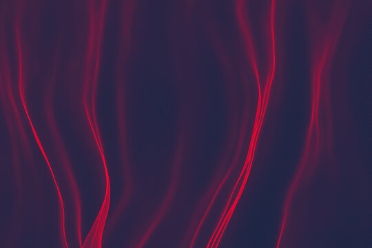 This image showcases a luxurious and abstract 3D wave design, with glowing neon lines that ripple across a velvety purple background, embodying sophistication and futuristic style