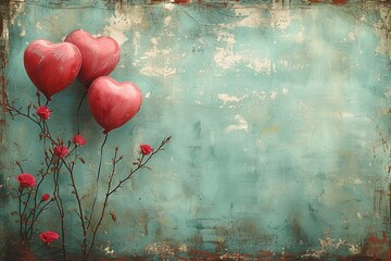 Enchanting depiction of delicate pink balloons forms a captivating background wallpaper texture, inspiring sentiments of love, romance, and the spirit of Valentine's Day - obrazy, fototapety, plakaty