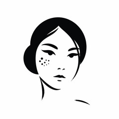 basic female portrait vector line ink