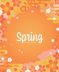 桜模様の和風背景デザイン