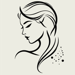 basic female portrait vector line ink
