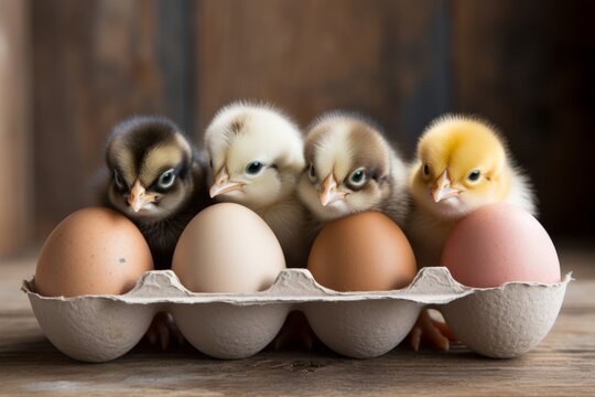 Multi-colored easter chicks design with adorable baby birds and ample space for customized text