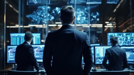 IT specialists confer at a meeting and discuss news in the computer industry