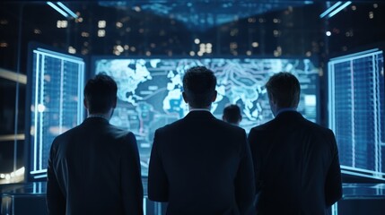 Fototapeta premium IT specialists confer at a meeting and discuss news in the computer industry