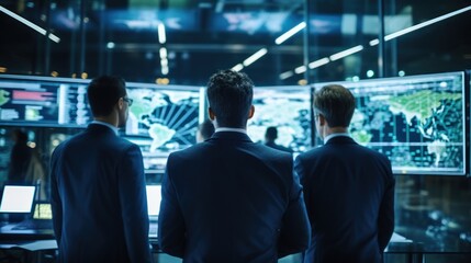 IT specialists confer at a meeting and discuss news in the computer industry