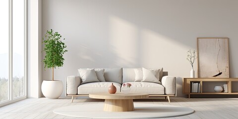 Modern interior with minimalist and Scandinavian influences.