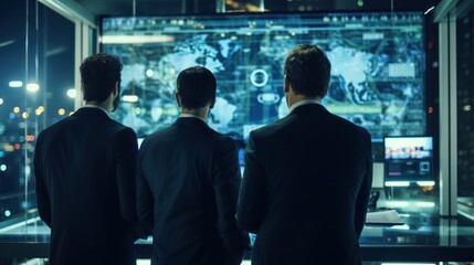 IT specialists confer at a meeting and discuss news in the computer industry