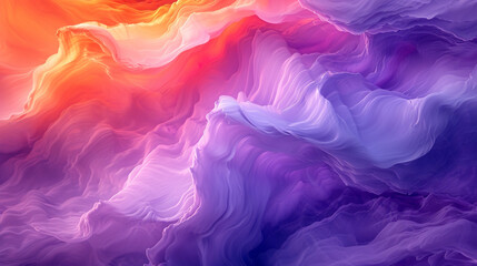 Dynamic gradients of mango orange and lavender swirl together, forming an abstract representation of a vibrant sunset.  - obrazy, fototapety, plakaty