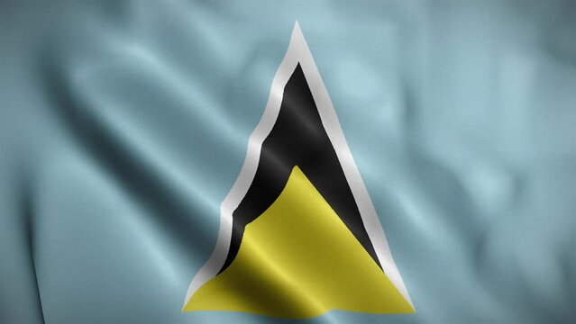 Saint Lucia waving flag, Flag of Saint Lucia Animation, Saint Lucian Flag Closeup, 4k Saint Lucian Flag Waving Animation