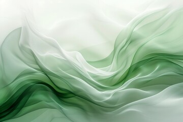 Fototapeta premium Abstract wave background with green and white curves creates a modern graphic design pattern, perfect for flowing motion illustrations and smooth line effects.