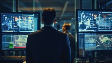 IT specialists confer at a meeting and discuss news in the computer industry