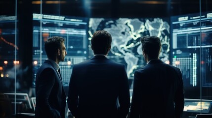 Fototapeta premium IT specialists confer at a meeting and discuss news in the computer industry