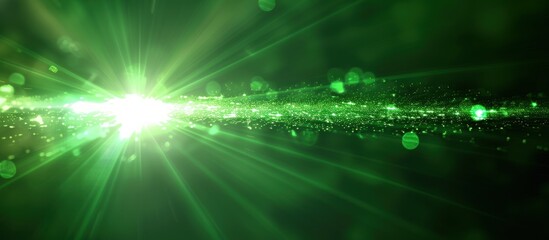 Fototapeta na wymiar Abstract green light overlays burst effect with digital lens flare. AI generated image