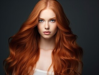 Fototapeta premium Red-Haired Beauty: Portrait with Flowing Red Hair