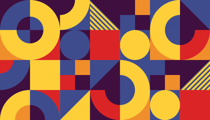 Obraz premium Colorful geometric mosaic seamless design in retro style. Trendy retro style seamless pattern vector illustration