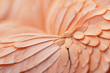 Close up image of a cute butterfly. Texture of insect wings, delicate peach color, macro photo.