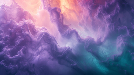 Immerse yourself in a surreal fusion of lavender mist and emerald green, an abstract dreamscape where soft gradients meld, evoking a tranquil and otherworldly ambiance. 