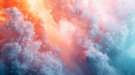 Immerse yourself in an abstract symphony of coral and pearl, where soft gradients create a delicate dance of colors, reminiscent of a serene ocean sunrise.  - obrazy, fototapety, plakaty