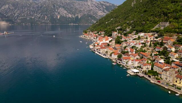 Perast Montenegro - Old Medieval Town On The Coast Of Boka Kotor Bay.