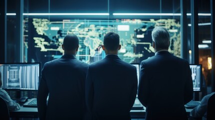 IT specialists confer at a meeting and discuss news in the computer industry