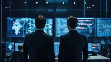 IT specialists confer at a meeting and discuss news in the computer industry