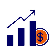 business graph with arrow icon vector