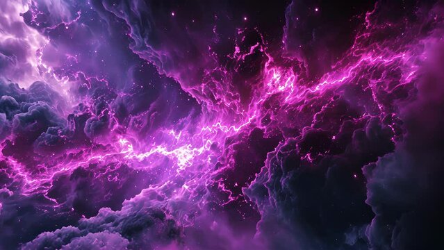 A neon purple nebula with electric currents rippling through and creating a mesmerizing visual display.