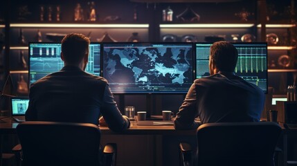 IT specialists confer at a meeting and discuss news in the computer industry