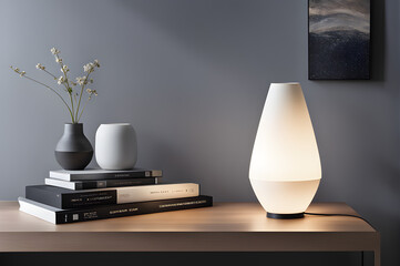 table lamp and book