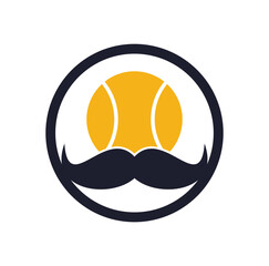 Strong tennis vector logo design. Moustache and tennis ball vector icon design.