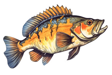 Peacock bass fish cartoon - obrazy, fototapety, plakaty