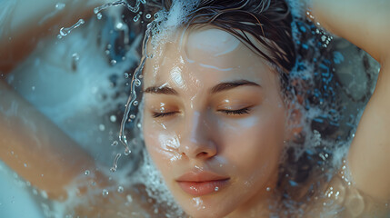 woman washing hair