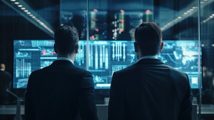 IT specialists confer at a meeting and discuss news in the computer industry