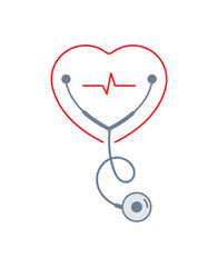 stethoscope, heart rhythm, heart symbol illustration. health symbols
