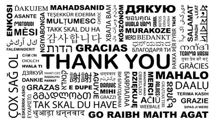 Thank you word in different language background. International Thank You word banner © top dog