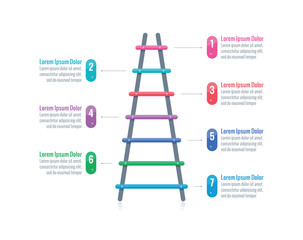 staircase infographic template. seven steps information template. business infographic template - obrazy, fototapety, plakaty