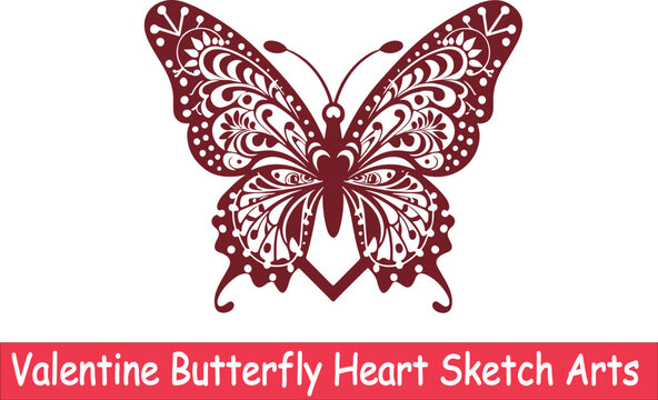 Valentine Butterfly Heart Sketch Arts