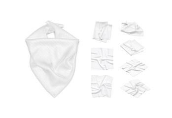 Obraz premium Blank white twill silk scarf mockup, different types