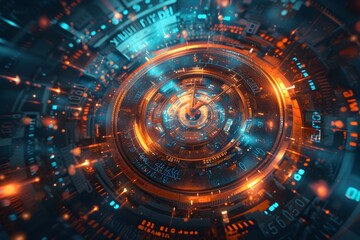 Abstract Digital Futurist Circle and Circuit Pattern