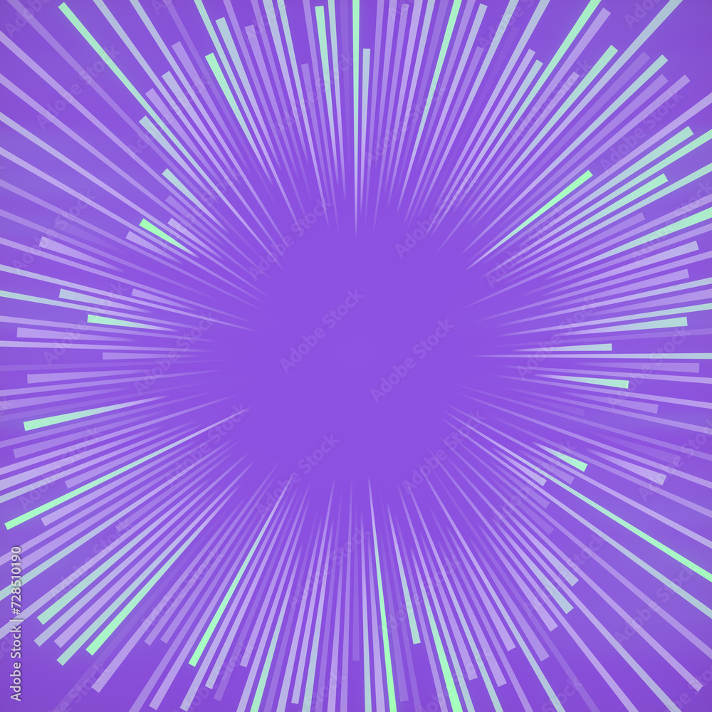 Poster Purple background with bright circular pattern of stripes in the center. 3d rendering digital illustration