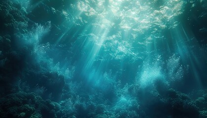 Fototapeta na wymiar Glass Blur Ocean Simulation - Deep Blue Green Underwater Aesthetic, Trendy Background Wallpaper