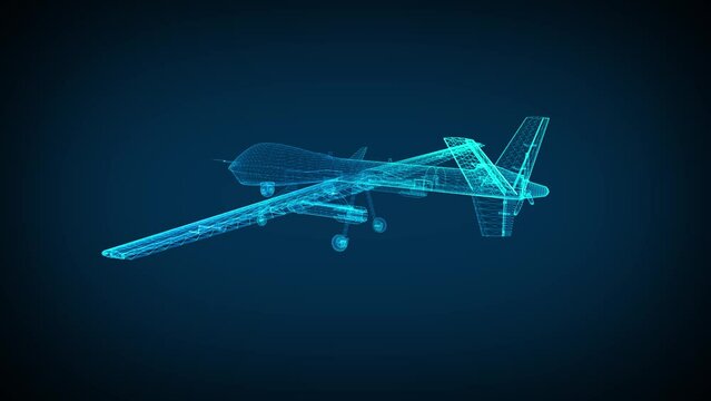 Military Drone abstract polygonal line. Looping Motion Animated Background.