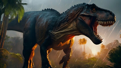 Dans un accès de furie, le T-Rex déchaîne sa colère avec des grondements assourdissants. Ses mouvements féroces dévoilent une terreur ancestrale, une incarnation vivante de la sauvagerie préhistorique