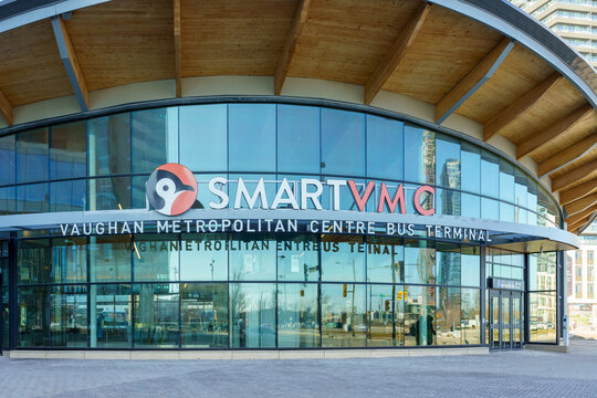 Modern facade of the Vaughan Metropolitan. Centre and Bus Terminal, Ontario, Canada