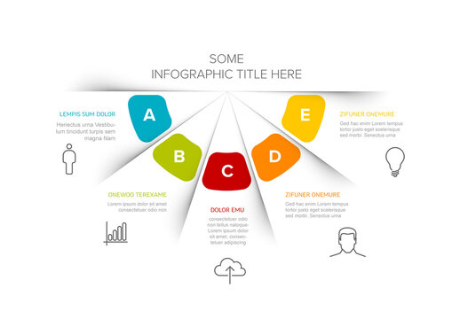 Light fan Infographic with five color accent items icons and descriptions