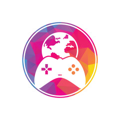 Game Globe Logo Icon Design. Online Gamer World Logo. Globe and Game Stick Icon